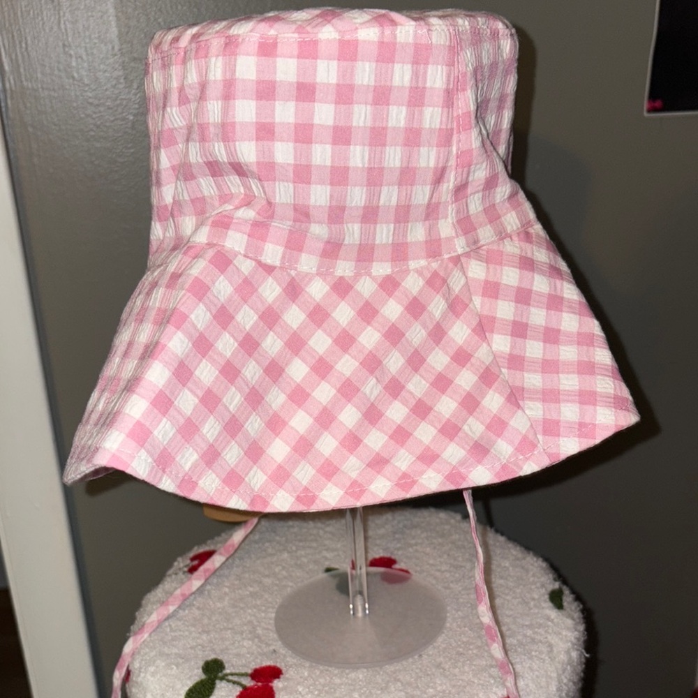 Pink Gingham women’s Bucket Hat - Picture 1 of 1